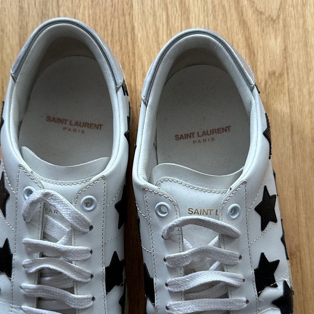 Saint Laurent White and Black Star Sneakers - Picture 3 of 5